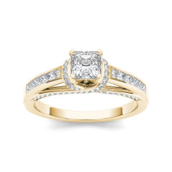 Gold 1ct TDW Princess-cut Diamond Engagement Ring - Handcrafted By Name My Rings™