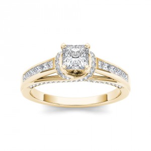 Gold 1ct TDW Princess-cut Diamond Engagement Ring - Handcrafted By Name My Rings™