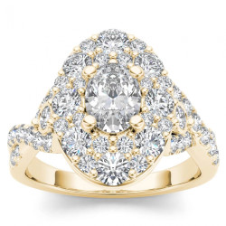 Gold 2 1/2ct TDW Oval Shape Diamond Halo Engagement Ring - Handcrafted By Name My Rings™