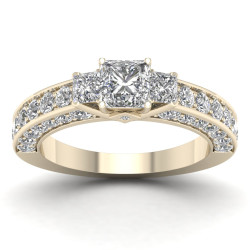 Gold 2 2/5ct TDW Diamond Princess-cut Engagement Ring - Handcrafted By Name My Rings™