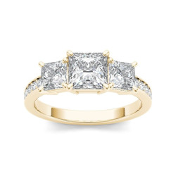 Gold 2ct TDW Diamond Three-Stone Anniversary Ring - Handcrafted By Name My Rings™