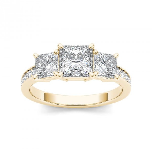 Gold 2ct TDW Diamond Three-Stone Anniversary Ring - Handcrafted By Name My Rings™