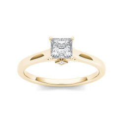 Gold 3/4ct TDW Classic Princess-Cut Diamond Engagement Ring - Handcrafted By Name My Rings™
