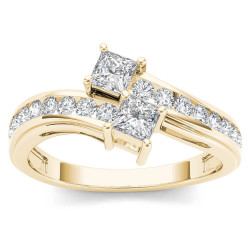 Gold 3/4ct TDW Two-Stone Diamond Engagement Ring - Handcrafted By Name My Rings™