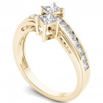 Gold 3/4ct TDW Two-Stone Diamond Engagement Ring - Handcrafted By Name My Rings™