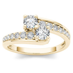 Gold 5/8ct TDW Two-Stone Diamond Engagement Ring - Handcrafted By Name My Rings™