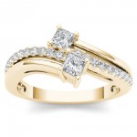 Gold 5/8ct TDW Two-Stone Diamond Engagement Ring - Handcrafted By Name My Rings™