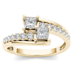 Gold 5/8ct TDW Two-Stone Diamond Engagement Ring - Handcrafted By Name My Rings™