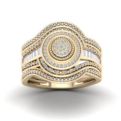 1/5ct TDW Diamond Cluster Halo Bridal Set - Handcrafted By Name My Rings™