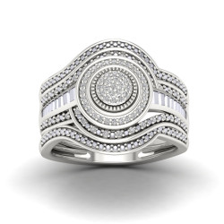 1/5ct TDW Diamond Cluster Halo Bridal Set - Handcrafted By Name My Rings™