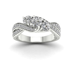 1ct TDW Diamond Three Stone Engagement Ring - Handcrafted By Name My Rings™