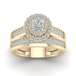 1ct TDW Double Halo Diamond Bridal Ring - Handcrafted By Name My Rings™