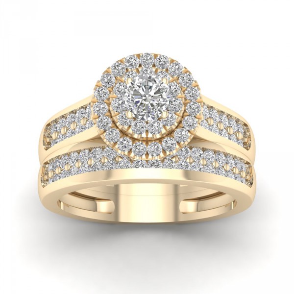 1ct TDW Double Halo Diamond Bridal Ring - Handcrafted By Name My Rings™