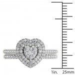 1ct TDW Heart Shaped Cluster Halo Bridal Set - Handcrafted By Name My Rings™
