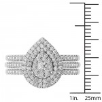 1ct TDW Pear Shaped Cluster Halo Bridal Set - Handcrafted By Name My Rings™