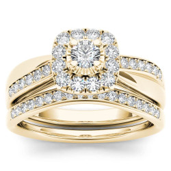 5/8ct TDW Diamond Halo Bridal Set - Handcrafted By Name My Rings™