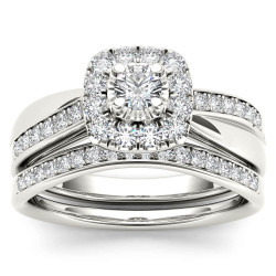 5/8ct TDW Diamond Halo Bridal Set - Handcrafted By Name My Rings™