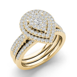 5/8ct TDW Pear Shaped Cluster Halo Bridal Set - Handcrafted By Name My Rings™