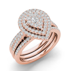 5/8ct TDW Pear Shaped Cluster Halo Bridal Set - Handcrafted By Name My Rings™