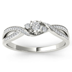 White Gold 1/6ct TDW Diamond Criss-Cross Engagement Ring - Handcrafted By Name My Rings™