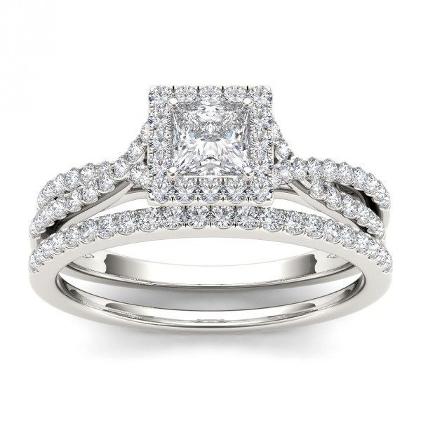 White Gold 1ct TDW Diamond Princess-cut Engagement Ring Set - Handcrafted By Name My Rings™