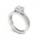 White Gold 1ct TDW Diamond Princess-cut Engagement Ring Set - Handcrafted By Name My Rings™