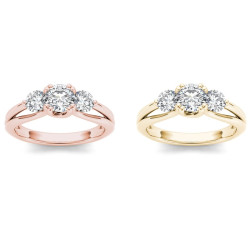 Gold 1ct TDW Diamond Three-Stone Anniversary Ring - Handcrafted By Name My Rings™