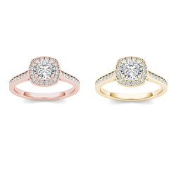 Gold 3/4ct TDW Diamond Halo Engagement Ring - Handcrafted By Name My Rings™