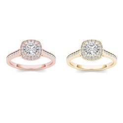 Gold 3/4ct TDW Diamond Halo Engagement Ring - Handcrafted By Name My Rings™