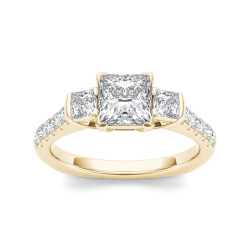 Gold 1 1/2ct TDW Diamond Three Stone Princess Cut Engagement Ring - Handcrafted By Name My Rings™