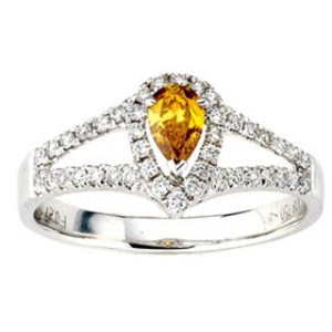 Diamonds for a Cure White Gold 5/8ct TDW Orange Pear-cut Diamond Ring - Handcrafted By Name My Rings™