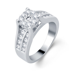 White Gold 1 1/6ct TDW Diamond Halo Engagement Ring - Handcrafted By Name My Rings™