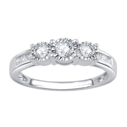 White Gold 1/2ct TDW 3-stone Diamond Ring - Handcrafted By Name My Rings™