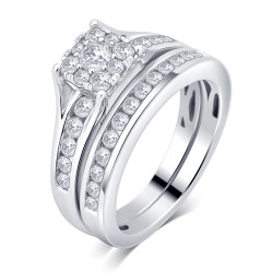 White Gold 1ct TDW Diamond Bridal Set Ring - Handcrafted By Name My Rings™