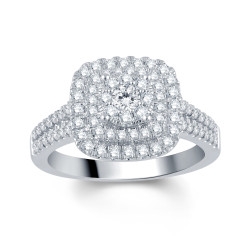 White Gold 1ct TDW Diamond Halo Engagement Ring - Handcrafted By Name My Rings™