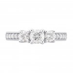 White Gold 1ct TDW Round Diamond 3-Stone Engagement Ring - Handcrafted By Name My Rings™