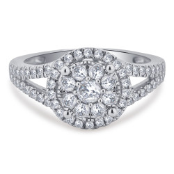 White Gold 7/8ct TDW Diamond Halo Engagement Ring - Handcrafted By Name My Rings™