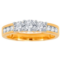 Gold 1ct TDW 3-stone Diamond Engagement Ring - Handcrafted By Name My Rings™