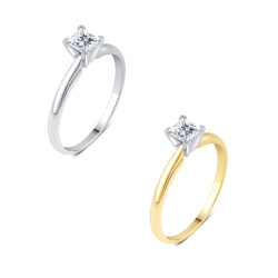 Gold 1/4ct TDW Princess-Cut Solitaire Diamond Engagement - Handcrafted By Name My Rings™