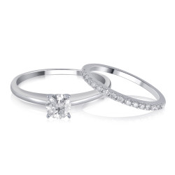 White Gold 1.00ct TDW Diamond Bridal Set comes in box.. - Handcrafted By Name My Rings™