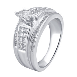White Gold 1ct TDW White Diamond Marquise Engagement Ring - Handcrafted By Name My Rings™