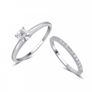 White Gold 3/4ct TDW Diamond Bridal Set comes in box.. - Handcrafted By Name My Rings™