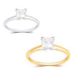 White and Gold 1 1/4ct TDW Princess Diamond Engagement Ring - Handcrafted By Name My Rings™