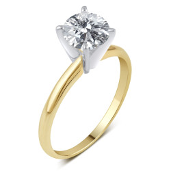 Gold 1 1/2ct TDW Round Diamond Solitaire Engagement Ring - Handcrafted By Name My Rings™