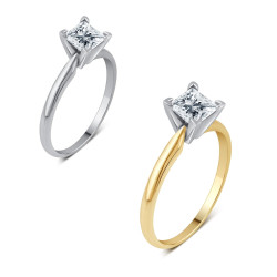 Gold 1ct TDW Princess-cut Diamond Solitaire Engagement Ring - Handcrafted By Name My Rings™