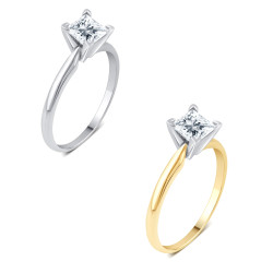 Gold 1ct TDW Princess-cut Solitaire Diamond Engagement - Handcrafted By Name My Rings™
