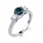 White Gold 1 3/4ct TDW Blue and White Diamond 3-stone Ring - Handcrafted By Name My Rings™