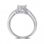 White Gold 1/2ct TDW Round and Marquise Diamond Engagement Ring - Handcrafted By Name My Rings™