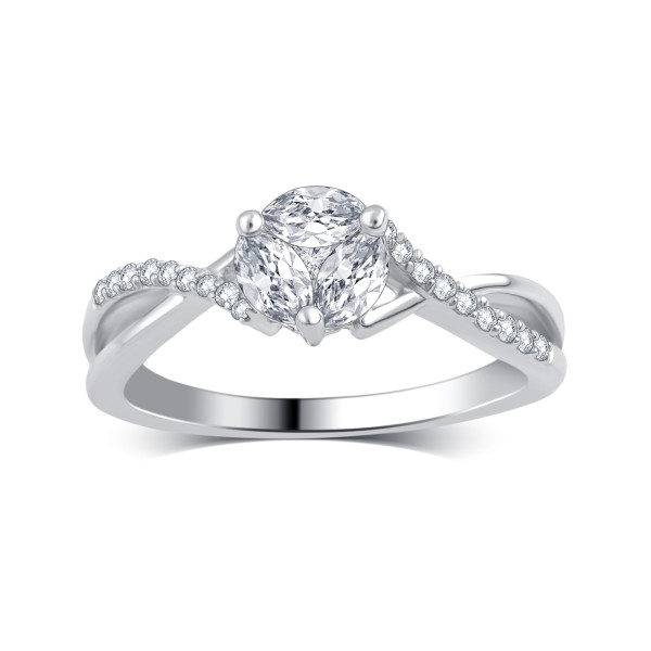 White Gold 1/2ct TDW Round and Marquise Diamond Engagement Ring - Handcrafted By Name My Rings™