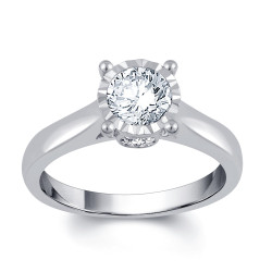 White Gold 1ct TDW Diamond Solitaire Engagement Ring - Handcrafted By Name My Rings™